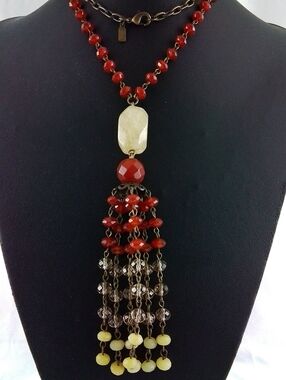 Long Semi Precious  Beaded Necklace Signed J.jill